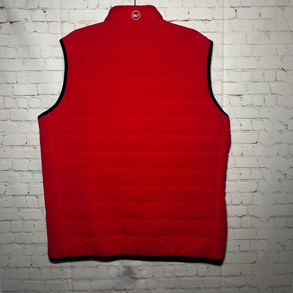 Vineyard Vines Marine Air Vest Mens XL Red Puffer Sleeveless Full Zip - Picture 2 of 7